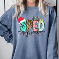 SPED Squad Special Education Teacher Autism Christmas Women Comfort Colors Sweatshirt Blue Jean
