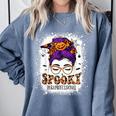 Spooky Paraprofessional Life Halloween Messy Bun Teacher For Men Women Comfort Colors Sweatshirt Blue Jean Spooky Paraprofessional Life Halloween Messy Bun Teacher For Men Women Comfort Colors Sweatshirt Blue Jean