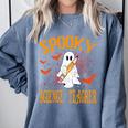 Spooky Science Teacher Ghost Halloween School Women Comfort Colors Sweatshirt Blue Jean Spooky Science Teacher Ghost Halloween School Women Comfort Colors Sweatshirt Blue Jean