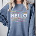 Start With Hello Different World Language Learning Teacher Comfort Colors Sweatshirt Blue Jean Start With Hello Different World Language Learning Teacher Comfort Colors Sweatshirt Blue Jean