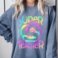 Super Teacher Back To School Apple Tie Dye First Day Comfort Colors Sweatshirt Blue Jean