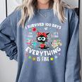 I Survived 100 Days Of School Teacher Kids Cat Lover Comfort Colors Sweatshirt Blue Jean I Survived 100 Days Of School Teacher Kids Cat Lover Comfort Colors Sweatshirt Blue Jean
