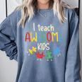 I Teach Awesome Kids Shirt Autism Special Education Teacher Comfort Colors Sweatshirt Blue Jean