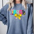 Teach Coquette Bow Teacher Back To School Happy First Day Comfort Colors Sweatshirt Blue Jean Teach Coquette Bow Teacher Back To School Happy First Day Comfort Colors Sweatshirt Blue Jean