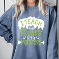 I Teach The Cutest Little Monsters Halloween Teacher Spooky Comfort Colors Sweatshirt Blue Jean