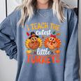 I Teach The Cutest Little Turkeys Teacher Thanksgiving Comfort Colors Sweatshirt Blue Jean