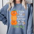 I Teach The Cutest Pumpkins In Patch Pre-K Halloween Teacher Comfort Colors Sweatshirt Blue Jean