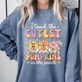 I Teach The Cutest Pumpkins In The Patch Teacher Retro Comfort Colors Sweatshirt Blue Jean I Teach The Cutest Pumpkins In The Patch Teacher Retro Comfort Colors Sweatshirt Blue Jean