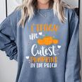 I Teach The Cutest Pumpkins In The Patch Teacher School For Men Women Kids Comfort Colors Sweatshirt Blue Jean