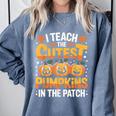 I Teach The Cutest Pumpkins Shirt Teachers Halloween Comfort Colors Sweatshirt Blue Jean