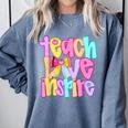 Teach Love Inspire Preppy Back To School Teacher Women Comfort Colors Sweatshirt Blue Jean Teach Love Inspire Preppy Back To School Teacher Women Comfort Colors Sweatshirt Blue Jean