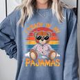 I Teach In My Pajamas Teacher Sunset Bear Retro Comfort Colors Sweatshirt Blue Jean