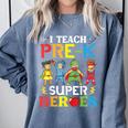 I Teach Pre-K Superheroes Students Teacher Back To School Comfort Colors Sweatshirt Blue Jean I Teach Pre-K Superheroes Students Teacher Back To School Comfort Colors Sweatshirt Blue Jean