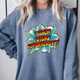 I Teach Superheroes Retro Comic Super Teacher Graphic Comfort Colors Sweatshirt Blue Jean I Teach Superheroes Retro Comic Super Teacher Graphic Comfort Colors Sweatshirt Blue Jean
