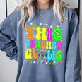 This Teacher 80s 90s Teachers's Day Glows Last Day Of School Comfort Colors Sweatshirt Blue Jean