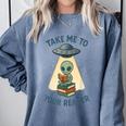 Teacher Alien Books UFO Reading Take Me To Your Reader Comfort Colors Sweatshirt Blue Jean Teacher Alien Books UFO Reading Take Me To Your Reader Comfort Colors Sweatshirt Blue Jean