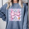 Teacher Bow Pencil Flowers Teacher Back To School Comfort Colors Sweatshirt Blue Jean Teacher Bow Pencil Flowers Teacher Back To School Comfort Colors Sweatshirt Blue Jean