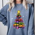 Teacher Crayon Christmas Tree Lights Student School Xmas Comfort Colors Sweatshirt Blue Jean