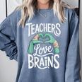 Teacher Halloween Shirt Women Men Teachers Love Brains Comfort Colors Sweatshirt Blue Jean Teacher Halloween Shirt Women Men Teachers Love Brains Comfort Colors Sweatshirt Blue Jean