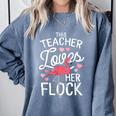 This Teacher Loves Her Flock Flamingo Teacher Class Comfort Colors Sweatshirt Blue Jean This Teacher Loves Her Flock Flamingo Teacher Class Comfort Colors Sweatshirt Blue Jean