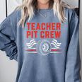 Teacher Pit Crew Race Car Driver Costume Men Women Kids Comfort Colors Sweatshirt Blue Jean