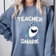 Teacher Shark Teaching Back To School Kindergarten Comfort Colors Sweatshirt Blue Jean