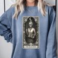 The Teacher Skeleton Tarot Card Comfort Colors Sweatshirt Blue Jean