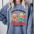Teacher Of Smart Cookies Cute Gingerbread Teacher Christmas Comfort Colors Sweatshirt Blue Jean