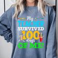 My Teacher Survived 100 Days Of Me Dab 100 Days Of School For Men Women Kids Comfort Colors Sweatshirt Blue Jean