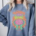 Teacher Teachers Love Brains Halloween Men Women Comfort Colors Sweatshirt Blue Jean