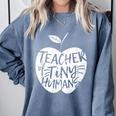 Teacher Of Tiny Humans Preschool Kindergarten Teacher Comfort Colors Sweatshirt Blue Jean