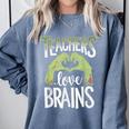 Teachers Love Zombie Teacher Halloween Fun Comfort Colors Sweatshirt Blue Jean