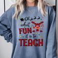 Teachers Oh What Fun It Is To Teach Cute Red Plaid Reindeer Comfort Colors Sweatshirt Blue Jean Teachers Oh What Fun It Is To Teach Cute Red Plaid Reindeer Comfort Colors Sweatshirt Blue Jean