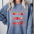 Teaching Is My Jam Strawberry Kinder Team Teacher Comfort Colors Sweatshirt Blue Jean