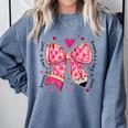 Teaching Is A Work Of Heart Pencil Bow Teacher Valentine Comfort Colors Sweatshirt Blue Jean