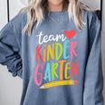 Team Kindergarten Teacher Student Back To School Comfort Colors Sweatshirt Blue Jean