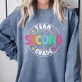Team Second Grade Teacher Back To School 2nd Grade Squad Comfort Colors Sweatshirt Blue Jean