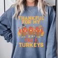 Thankful For My Pre K Turkeys Teacher Thanksgiving Men Women Comfort Colors Sweatshirt Blue Jean