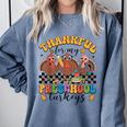Thankful For My Preschool Turkeys Thanksgiving Teacher Fall Comfort Colors Sweatshirt Blue Jean