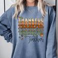 Thankful Teacher Thanksgiving Fall Pumpkin Turkey Comfort Colors Sweatshirt Blue Jean