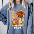 Thanksgiving Love Pre-K Teacher Turkey Autumn Fall For Men Women Girls Kids Comfort Colors Sweatshirt Blue Jean