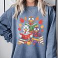 Thanksgiving Teacher Books Turkey Reading Book Comfort Colors Sweatshirt Blue Jean