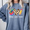 Tie Dye Hippie Peace Love Teach Teacher Appreciation Comfort Colors Sweatshirt Blue Jean