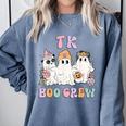 TK Boo Crew Retro Groovy Halloween Floral Ghost TK Teacher Comfort Colors Sweatshirt Blue Jean TK Boo Crew Retro Groovy Halloween Floral Ghost TK Teacher Comfort Colors Sweatshirt Blue Jean