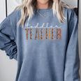 Toddler Teacher Leopard Appreciation For Women For Work Comfort Colors Sweatshirt Blue Jean
