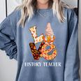 History Teacher Love Autumn Fall Gnome For Teachers For Men Women Comfort Colors Sweatshirt Blue Jean