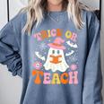 Trick Or Teach Cute Floral Ghost Teacher Halloween Costume Comfort Colors Sweatshirt Blue Jean Trick Or Teach Cute Floral Ghost Teacher Halloween Costume Comfort Colors Sweatshirt Blue Jean