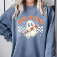Trick Or Teach Groovy Retro Ghost Halloween Teacher Kids Comfort Colors Sweatshirt Blue Jean Trick Or Teach Groovy Retro Ghost Halloween Teacher Kids Comfort Colors Sweatshirt Blue Jean