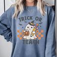 Trick Or Teach Teacher Comfort Colors Sweatshirt Blue Jean Trick Or Teach Teacher Comfort Colors Sweatshirt Blue Jean