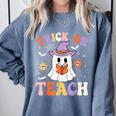 Trick Or Teach Teacher Groovy Ghost Halloween Teacher Comfort Colors Sweatshirt Blue Jean Trick Or Teach Teacher Groovy Ghost Halloween Teacher Comfort Colors Sweatshirt Blue Jean